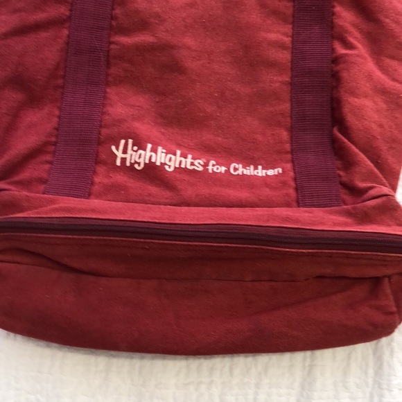 Vintage Highlights for Children red fabric tote bag with double handle - Picture 3 of 7